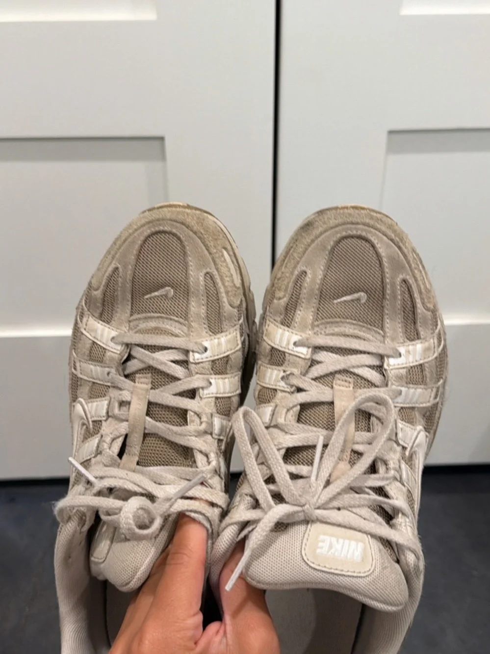 Nike Light Tan Mesh & Suede Lace-Up Sneakers